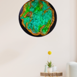 Green and gold textured resin Turquoise wall art for modern interiors