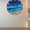 Handmade Ocean Wave Resin Wall Clock with seashell accents