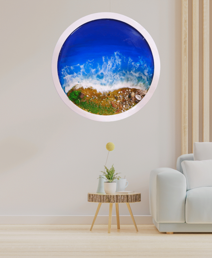 Handmade Resin Ocean Shore Wall Art with Treasure Chest