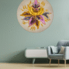 Golden and purple floral resin wall art for interiors