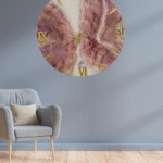 Pink Marble Resin Wall Clock with golden Roman numerals
