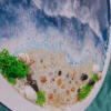 Resin Wave Art with Greenery, Shells, and Turtles