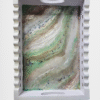 Handmade resin wooden tray with green and golden marble design