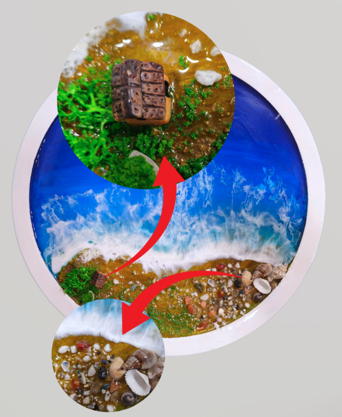 Coastal Resin Wall Décor with Seashells and Waves