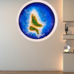Handmade Resin Island Paradise Wall Art with Waves