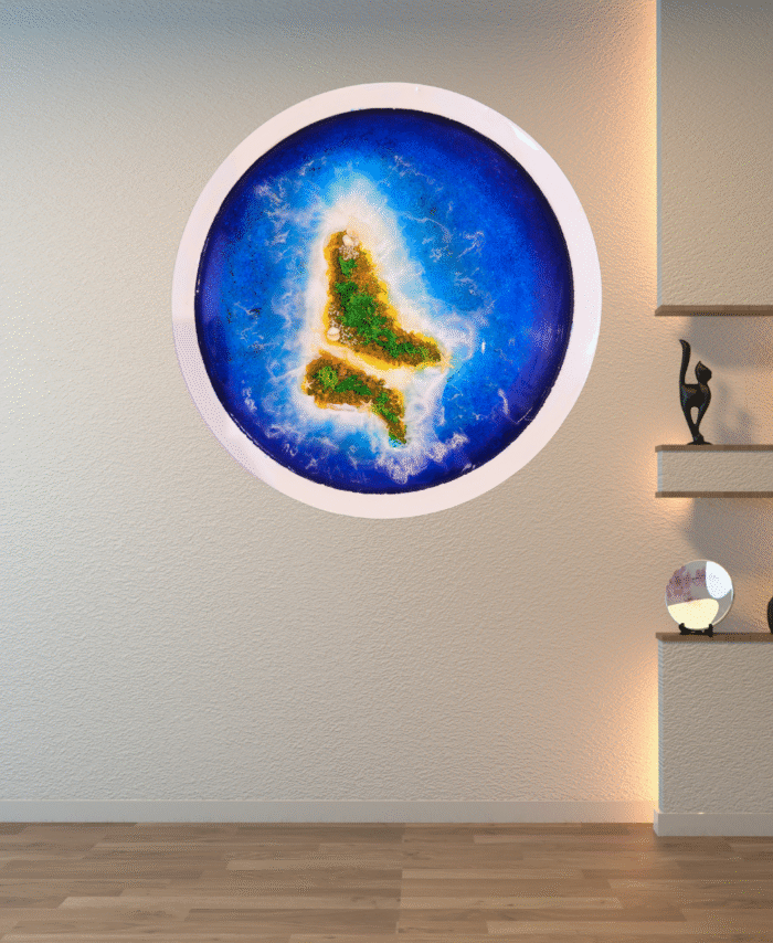 Handmade Resin Island Paradise Wall Art with Waves