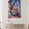 Handmade Radha Krishna Resin 3d Wall Art with Peacock Feather