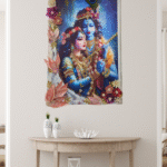 Handmade Radha Krishna Resin 3d Wall Art with Peacock Feather