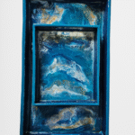 Resin wooden serving tray with ocean wave design