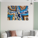 Handmade Blue and Gold Geode Resin Wall Art