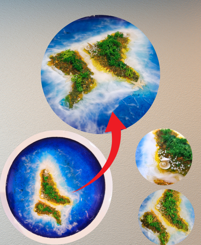 Resin Ocean Wall Art Featuring Tropical Islands