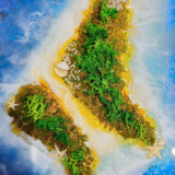 Epoxy Resin Coastal Art with Greenery and Shells