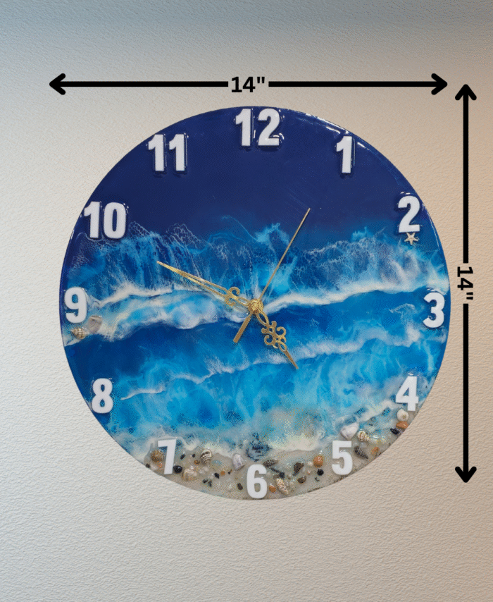 14INCH Resin Wall Clock with ocean design for living room decor