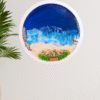 Resin Ocean Shore Wall Hanging with Seashells and Pebbles