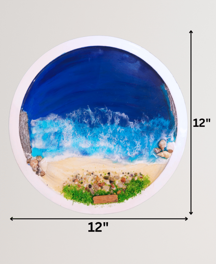 12inch Resin Ocean Shore Wall Hanging with Seashells and Pebbles