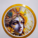 Handmade Krishna Resin Wall Plate with Golden Borders
