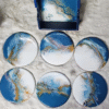 Handmade epoxy resin coaster set with storage holder
