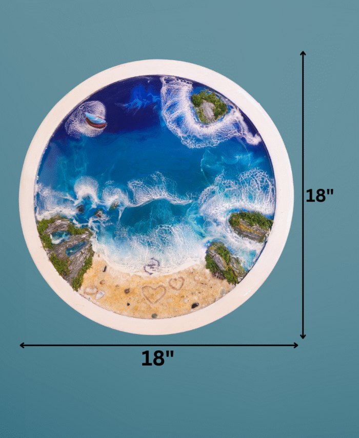 18inch Golden coast resin wall art with seashells and waves