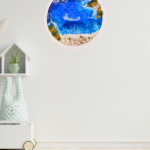 Blue and white wave resin wall art handmade décor