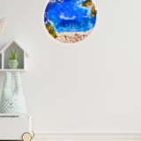 Blue and white wave resin wall art handmade décor
