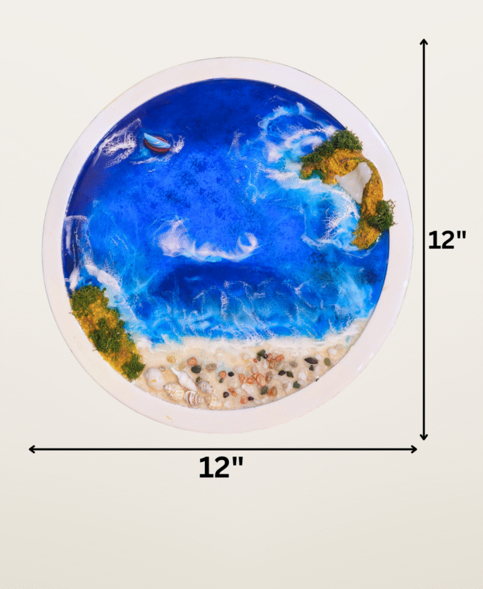 12inch Blue and white wave resin wall art handmade décor