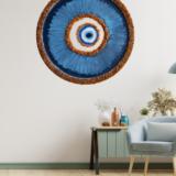 Resin evil eye wall décor in blue and white layers