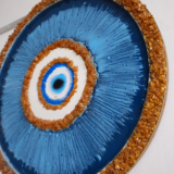 Handmade protective resin wall art with gemstone textures