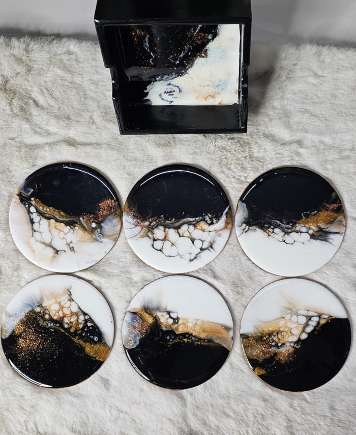 Handmade epoxy resin coasters inspired by ocean theme