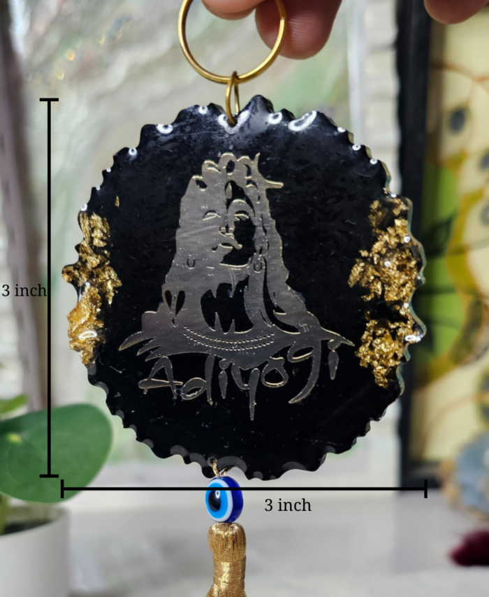 Spiritual Adiyogi Lord Shiva resin wall hanging black and gold