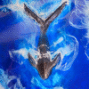 3D Whale Tail Resin Wall Hanging with Blue Ocean Design