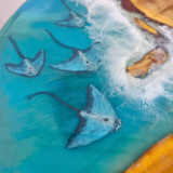 Artistic resin furniture combining wood and ocean resin art