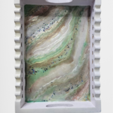 Resin art wooden tray for serving drinks and snacks