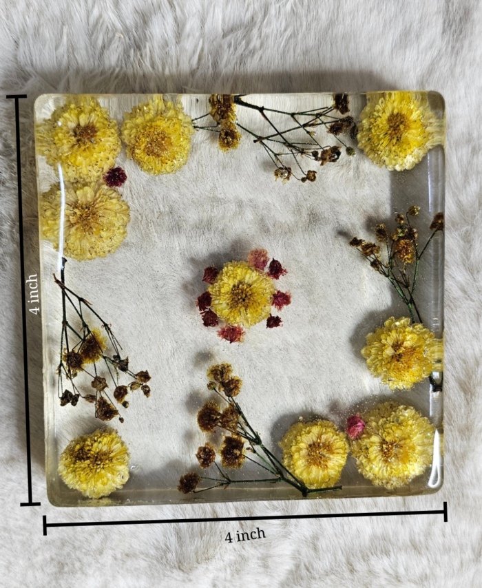Handmade floral resin square desk paper stopper