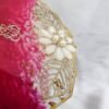 Decorative resin thali with diya holders and leaf motifs