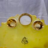 Traditional Golden Diya Plate with intricate floral designs.