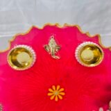 Customizable Diya Thali with floral design and pearl decorations.