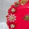 Customizable pink decorative thali with diya holders