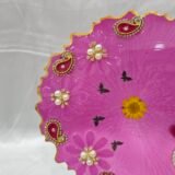 Handmade festive thali with diya holders and floral design