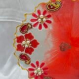 Designer puja thali with Om symbol and tealight holder