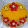Red Diya Thali with Golden Peacock and Diya Holders.