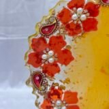 Customizable red Diya Thali with traditional peacock motif.