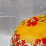 Handmade Diya Thali for pooja with golden design.