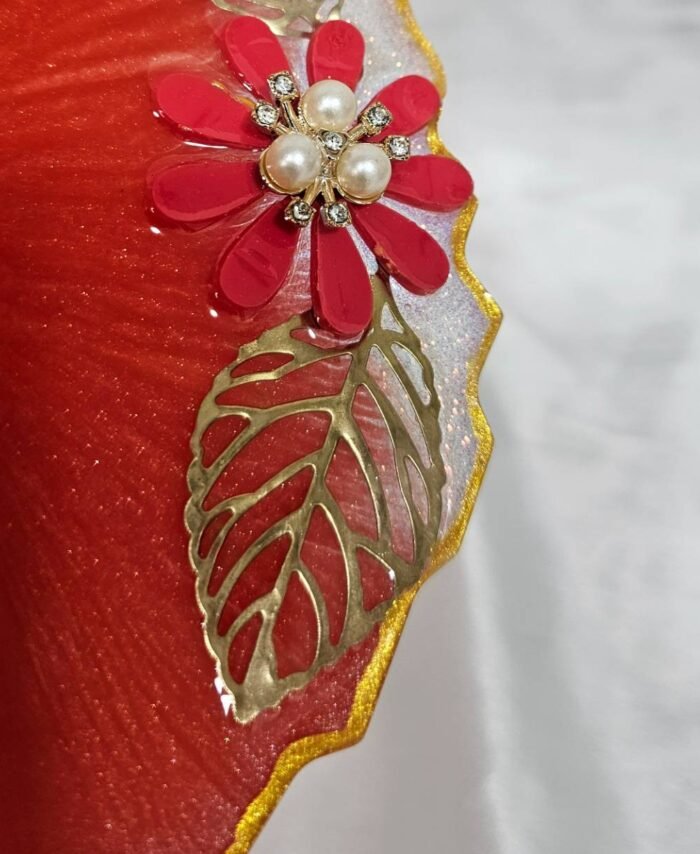 Festival resin thali with floral pearl design
