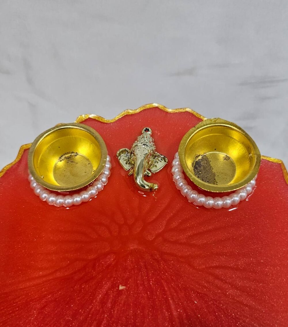 Resin Ganesh decorative thali with diya holders