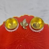 Resin Ganesh decorative thali with diya holders