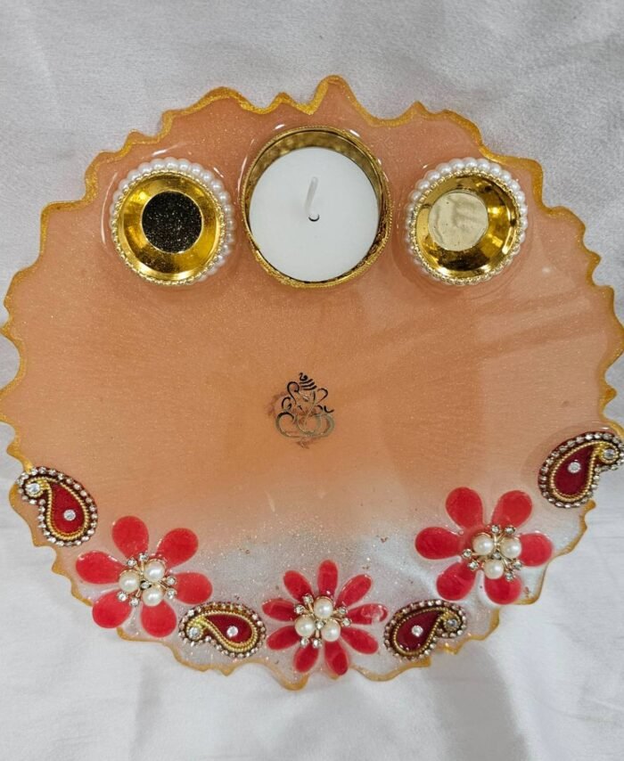 Resin ocean theme pooja thali with whale design