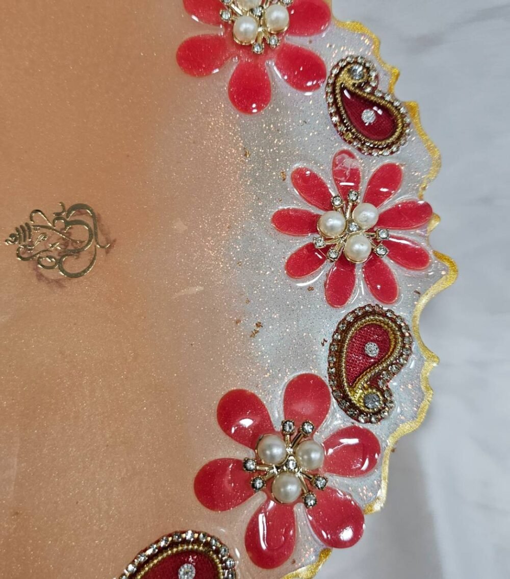 Decorative resin pooja thali for rituals and gifting
