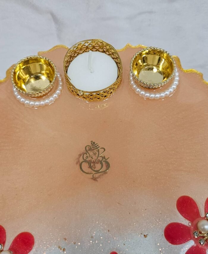 Decorative resin pooja thali for rituals and gifting