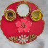 Maroon resin pooja thali with Ganesh idol and shloka