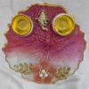 Handmade Resin Pooja Thali with Ganesha Idol and Pink Floral Design